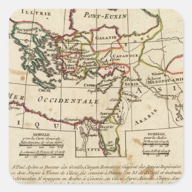 Adesivo Quadrado Regiões, lugares no Novo Testamento (Frente)