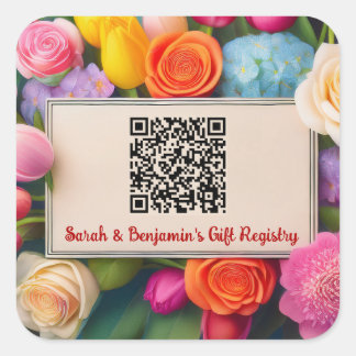 Adesivo Quadrado Registro de Presentes de Casamento Personalizado c
