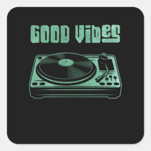 Adesivo Quadrado Registro DJ de vinil girável
