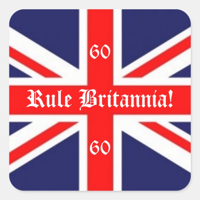 Adesivo Quadrado Regra Britannia!-British Flag+60 para Jubilee (Frente)