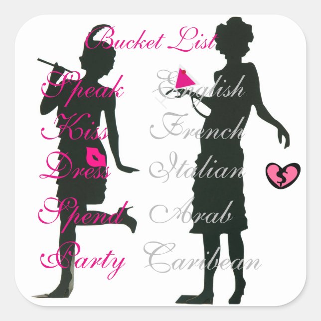 Adesivo Quadrado Regras da Lista de baldes (Frente)