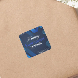 Adesivo Quadrado Regresso Feliz e Rústico Moderno Azul e Branco