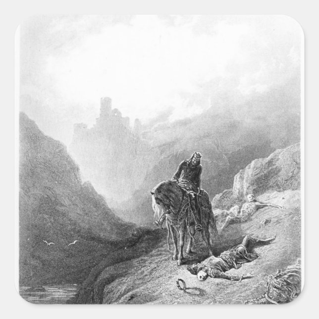 Adesivo Quadrado Rei Arthur descobre os esqueletos (Frente)