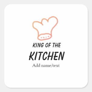 Adesivo Quadrado Rei do chef de cozinha adicionar nome coroa ha