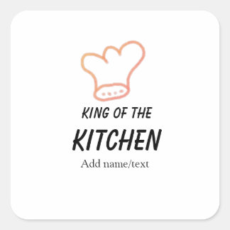 Adesivo Quadrado Rei do chef de cozinha adicionar nome coroa ha