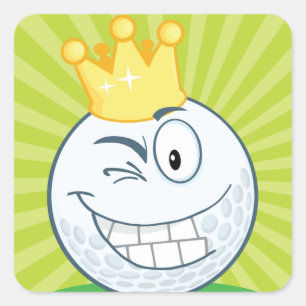 Adesivo Quadrado Rei do Golfe Bola de Golfe Engraçado