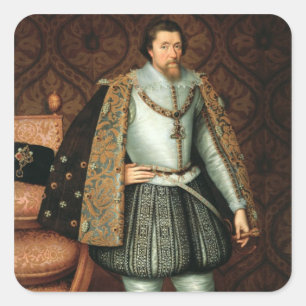 Adesivo Quadrado Rei James I da Inglaterra (1566-1625) (petróleo na