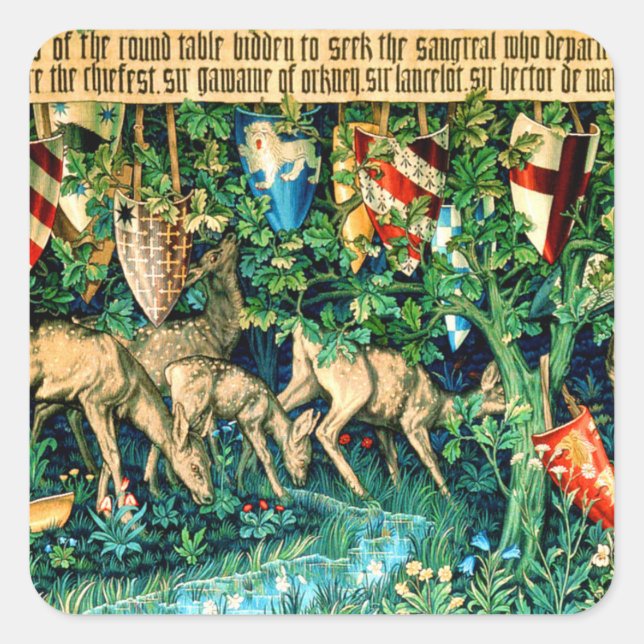 Adesivo Quadrado Rei Medieval Arthur William Morris (Frente)