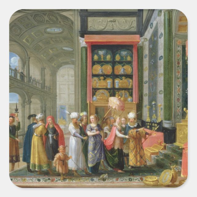 Adesivo Quadrado Rei Salomão e Rainha de Sheba (Frente)