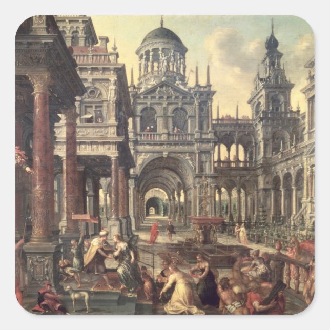 Adesivo Quadrado Rei Salomão e Rainha de Sheba (Frente)