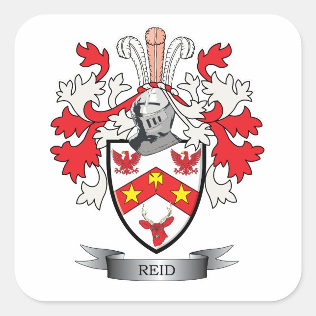 Adesivo Quadrado Reid Family Crest Casaco de Armas (Frente)