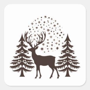 Adesivo Quadrado Reindeador Festivo