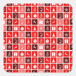 Adesivo Quadrado Reindeer de Árvore Fresca de Natal Vermelho