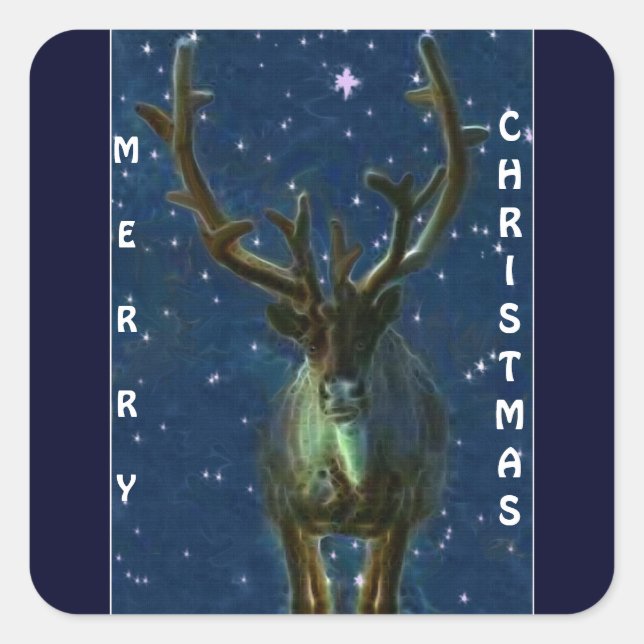 Adesivo Quadrado Reindeer de Natal e Flocos de Neve (Frente)
