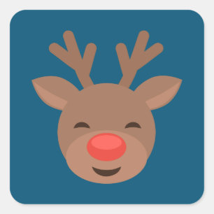 Adesivo Quadrado Reindeer de Natal Rudolf em Azul