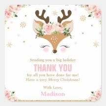 Reindeer Floral Snowflakes Natal Obrigado