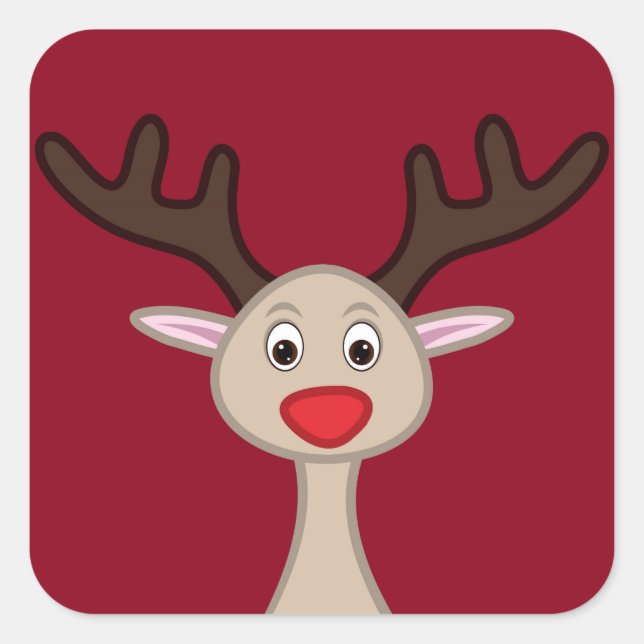 Adesivo Quadrado Reindeer personagem de desenho animado (Frente)