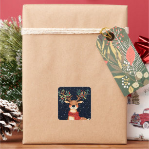 Adesivo Quadrado Reindeer Starry Natal Twinkle Night