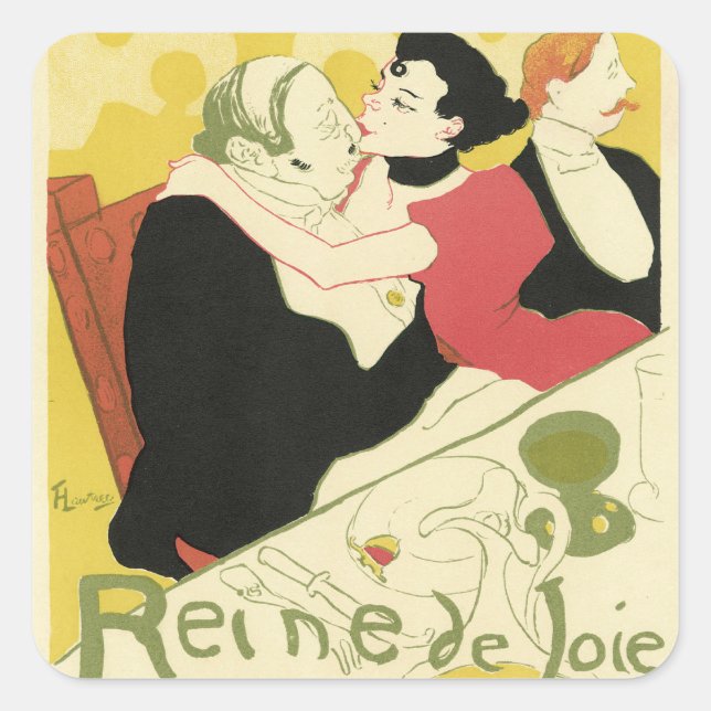 Adesivo Quadrado Reine de Joie (Rainha do Prazer) Toulouse Lautrec (Frente)