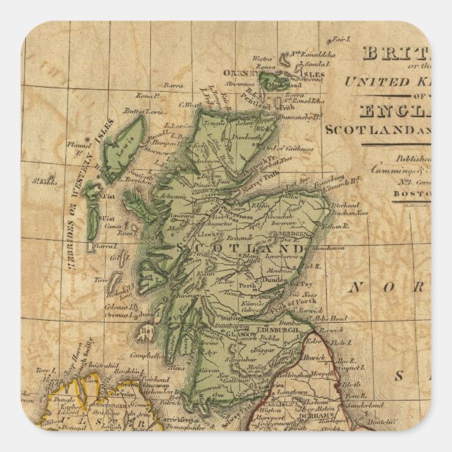 Adesivo Quadrado Reino Unido da Inglaterra, Escócia e Irlanda (Frente)