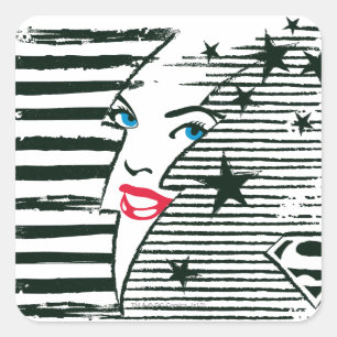 Adesivo Quadrado Relâmpago de Supergirl com cara