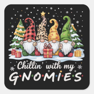 Adesivo Quadrado Relaxando Com Meus Gnomos Natal Família Amigo 