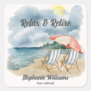 Adesivo Quadrado Relaxe e retire a cadeira de praia tropical Partid