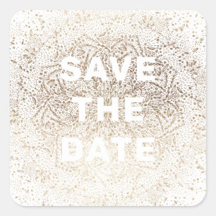 Adesivo Quadrado Relevo   Folha de Ouro Branca de Neve Elegante