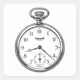 Adesivo Quadrado Relógio de bolso de Steampunk