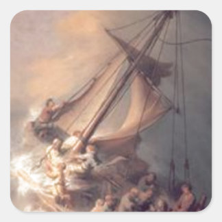 Adesivo Quadrado Rembrandt - Cristo na Tempestade - Pintura Antiga