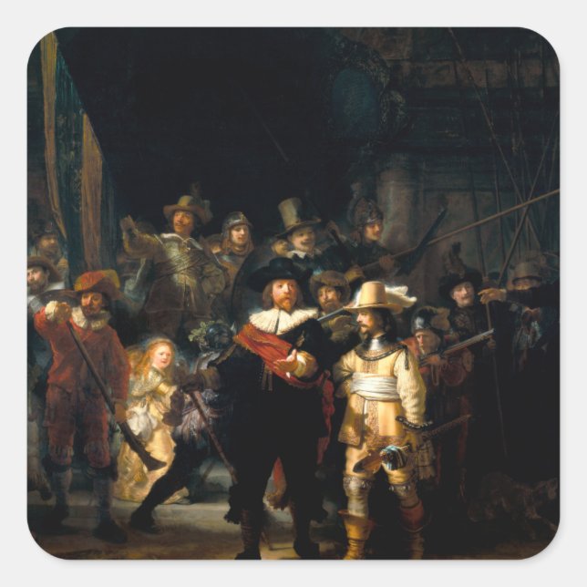 Adesivo Quadrado Rembrandt The Night Watch Stickers (Frente)