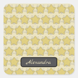 Adesivo Quadrado Remendo de Patchwork de Estrela Aplicada Amarela