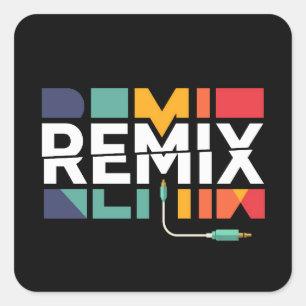 Adesivo Quadrado Remix Áudio Gráfico Geométrico Retro de Música d