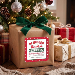 Adesivo Quadrado Rena de Natal Saco de Papai Noel Pontilhado