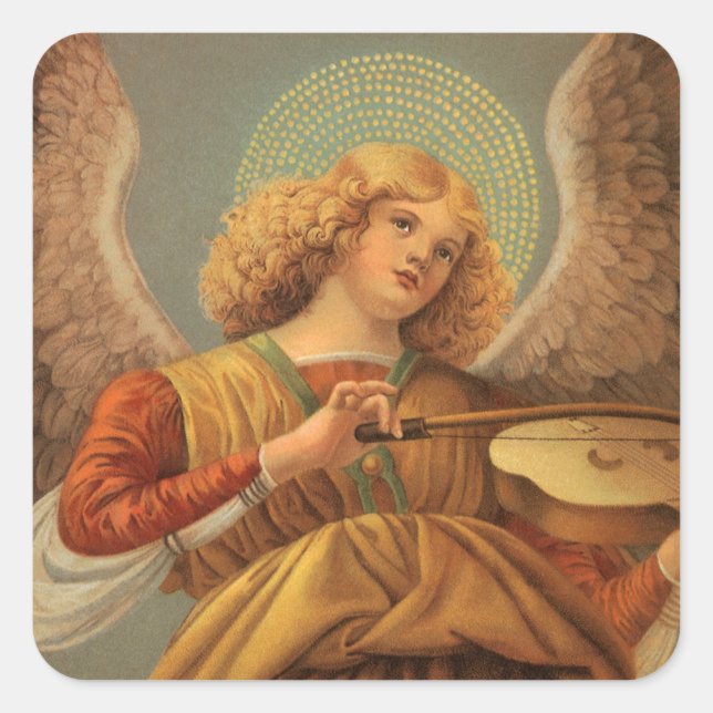 Adesivo Quadrado Renaissance Angel Playing Violin Melozzo da Forli (Frente)