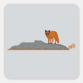 Adesivo Quadrado 🦊 Renard sur le Rocher