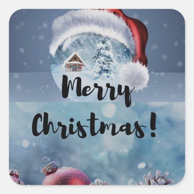 Adesivo Quadrado Renas modernas engraçadas e fofas de Natal (Frente)