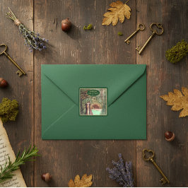 Adesivo Quadrado Renascença Medieval Floral e Espada Dourada