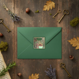 Adesivo Quadrado Renascença Medieval Floral e Espada Dourado