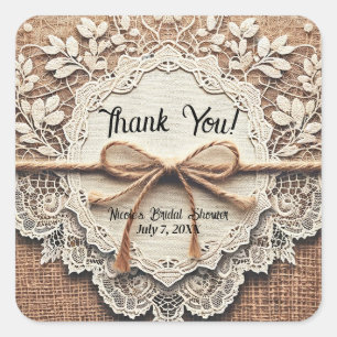 Adesivo Quadrado Renda Antiga e Cordel de Aniagem Chás de Cozinha R