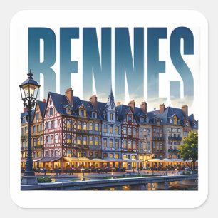 Adesivo Quadrado Rennes França Patrimônio Bretão Beleza