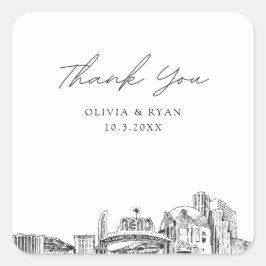 Adesivo Quadrado Reno Wedding Favor Obrigado