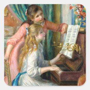 Adesivo Quadrado Renoir Duas Meninas ao Piano Impressão Música Arte