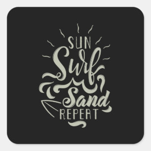 Adesivo Quadrado Repetição da Areia do Surf Sun