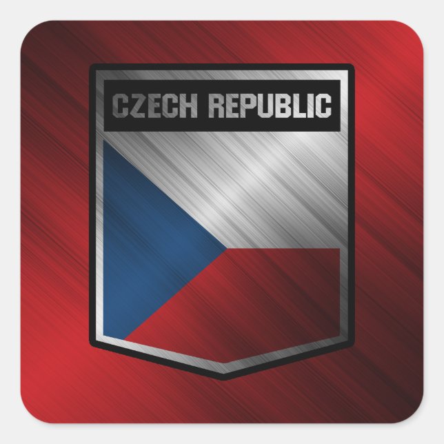 Adesivo Quadrado República Checa (Frente)