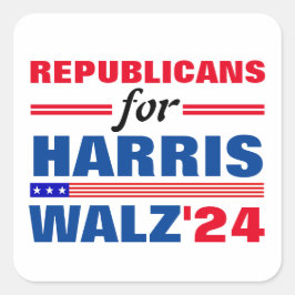 Adesivo Quadrado Republicanos por Harris Walz Red Blue