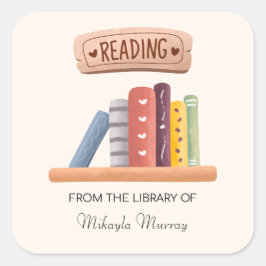 Adesivo Quadrado Reservatório Personalizado da prateleira do Livro