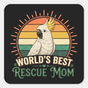 Adesivo Quadrado Resgate de Cacatua Mãe Passaro