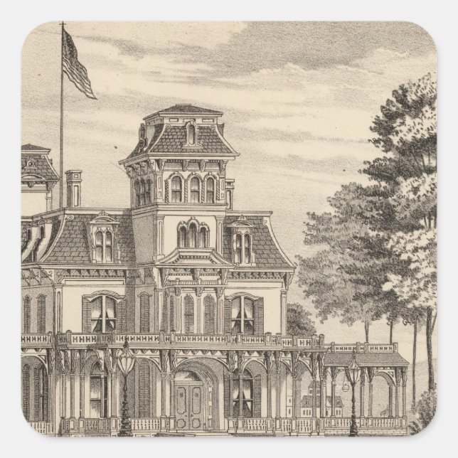 Adesivo Quadrado Residência do Baxter HH Genl em Rutland Vermont (Frente)