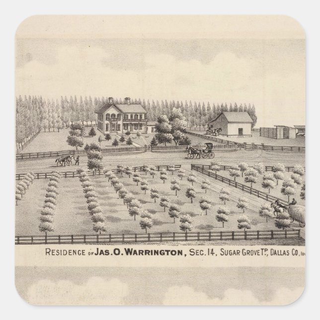 Adesivo Quadrado Residências e fazendas de Warrington (Frente)